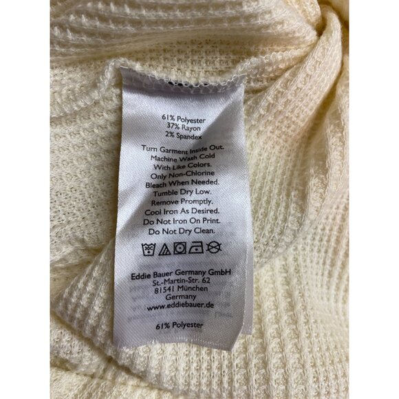 Eddie Bauer Womens Top Small Cream Waffle Knit Long Sleeve Pullover Cabincore - Picture 4 of 9